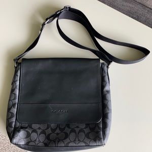 Men’s Coach coated canvas monogram messenger bag. Very lightly used. No damage.